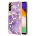 For Samsung Galaxy A55 Electroplating Marble IMD TPU Phone Case with Ring Holder(Purple 002) - 2