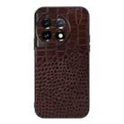 For OnePlus 11 Crocodile Texture Genuine Leather Phone Case(Coffee) - 1