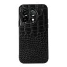 For OnePlus 11R/Ace 2 Crocodile Texture Genuine Leather Phone Case(Black) - 1