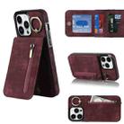 For iPhone 13 Retro Ring and Zipper RFID Card Slot Phone Case(Wine Red) - 1