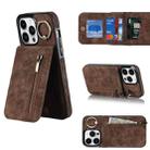 For iPhone 13 Pro Max Retro Ring and Zipper RFID Card Slot Phone Case(Brown) - 1