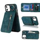 For iPhone 11 Retro Ring and Zipper RFID Card Slot Phone Case(Blue) - 1