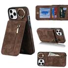 For iPhone 11 Pro Retro Ring and Zipper RFID Card Slot Phone Case(Brown) - 1