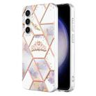 For Samsung Galaxy S23 FE 5G Splicing Marble Flower IMD TPU Phone Case(Crown) - 1