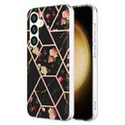 For Samsung Galaxy S24+ 5G Splicing Marble Flower IMD TPU Phone Case(Black Flower) - 1