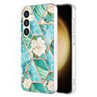 For Samsung Galaxy S24 5G Splicing Marble Flower IMD TPU Phone Case(Blue Flower) - 1