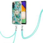 For Samsung Galaxy A34 5G Electroplating Splicing Marble Flower IMD TPU Phone Case with Lanyard(Blue Flower) - 1