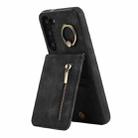 For Samsung Galaxy S23 5G Retro Ring and Zipper RFID Card Slot Phone Case(Black) - 1