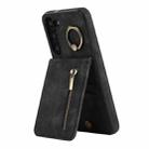 For Samsung Galaxy S23+ 5G Retro Ring and Zipper RFID Card Slot Phone Case(Black) - 1