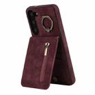 For Samsung Galaxy S23+ 5G Retro Ring and Zipper RFID Card Slot Phone Case(Wine Red) - 1