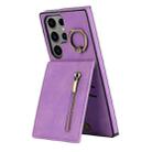 For Samsung Galaxy S23 Ultra 5G Retro Ring and Zipper RFID Card Slot Phone Case(Purple) - 1