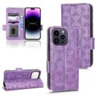 For iPhone 14 Pro Max Symmetrical Triangle Leather Phone Case(Purple) - 1