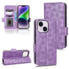 For iPhone 14 Symmetrical Triangle Leather Phone Case(Purple) - 1