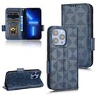 For iPhone 13 Pro Max Symmetrical Triangle Leather Phone Case(Blue) - 1