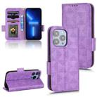 For iPhone 13 Pro Max Symmetrical Triangle Leather Phone Case(Purple) - 1