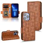 For iPhone 13 Pro Max Symmetrical Triangle Leather Phone Case(Brown) - 1