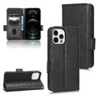 For iPhone 12 Pro Max Symmetrical Triangle Leather Phone Case(Black) - 1