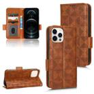 For iPhone 12 / 12 Pro Symmetrical Triangle Leather Phone Case(Brown) - 1