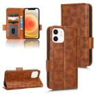 For iPhone 12 mini Symmetrical Triangle Leather Phone Case(Brown) - 1