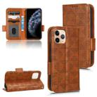 For iPhone 11 Pro Max Symmetrical Triangle Leather Phone Case(Brown) - 1