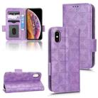 For iPhone XS Max Symmetrical Triangle Leather Phone Case(Purple) - 1