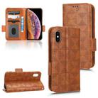 For iPhone XS Max Symmetrical Triangle Leather Phone Case(Brown) - 1