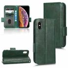 For iPhone XS / X Symmetrical Triangle Leather Phone Case(Green) - 1