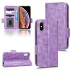 For iPhone XS / X Symmetrical Triangle Leather Phone Case(Purple) - 1