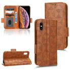 For iPhone XS / X Symmetrical Triangle Leather Phone Case(Brown) - 1