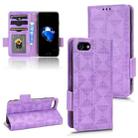 For iPhone SE 2022 / SE 2020 / 8 / 7 Symmetrical Triangle Leather Phone Case(Purple) - 1