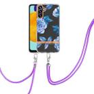 For Samsung Galaxy A54 5G Flowers and Plants Series IMD TPU Phone Case with Lanyard(Orchid Peony) - 1