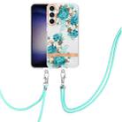 For Samsung Galaxy S23 FE 5G Flowers and Plants Series IMD TPU Phone Case with Lanyard(Blue Rose) - 1