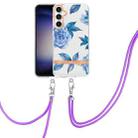 For Samsung Galaxy S23 FE 5G Flowers and Plants Series IMD TPU Phone Case with Lanyard(Orchid Peony) - 1