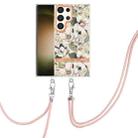 For Samsung Galaxy S24 Ultra 5G Flowers and Plants Series IMD TPU Phone Case with Lanyard(Green Gardenia) - 1