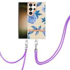 For Samsung Galaxy S24 Ultra 5G Flowers and Plants Series IMD TPU Phone Case with Lanyard(Orchid Peony) - 1