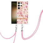 For Samsung Galaxy S24 Ultra 5G Flowers and Plants Series IMD TPU Phone Case with Lanyard(Pink Gardenia) - 1