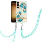 For Samsung Galaxy S24 5G Flowers and Plants Series IMD TPU Phone Case with Lanyard(Blue Rose) - 1
