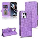 For OPPO Find X5 Pro Symmetrical Triangle Leather Phone Case(Purple) - 1