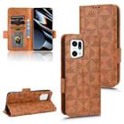 For OPPO Find X5 Pro Symmetrical Triangle Leather Phone Case(Brown) - 1