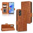 For OPPO A17 Symmetrical Triangle Leather Phone Case(Brown) - 1