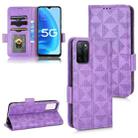 For OPPO A55s 5G Symmetrical Triangle Leather Phone Case(Purple) - 1