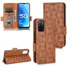 For OPPO A55s 5G Symmetrical Triangle Leather Phone Case(Brown) - 1