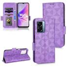 For OPPO A57 5G / A77 5G Symmetrical Triangle Leather Phone Case(Purple) - 1