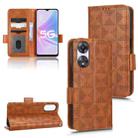 For OPPO A58 5G Symmetrical Triangle Leather Phone Case(Brown) - 1