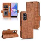 For OPPO A97 5G Symmetrical Triangle Leather Phone Case(Brown) - 1