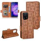 For OPPO Find X5 Symmetrical Triangle Leather Phone Case(Brown) - 1