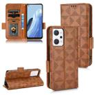 For OPPO Reno7 A Symmetrical Triangle Leather Phone Case(Brown) - 1
