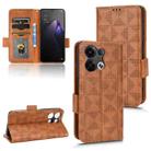 For OPPO Reno8 Pro+ Symmetrical Triangle Leather Phone Case(Brown) - 1