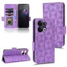 For OPPO Reno8 Pro Symmetrical Triangle Leather Phone Case(Purple) - 1