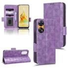 For OPPO Reno8 T 4G Symmetrical Triangle Leather Phone Case(Purple) - 1